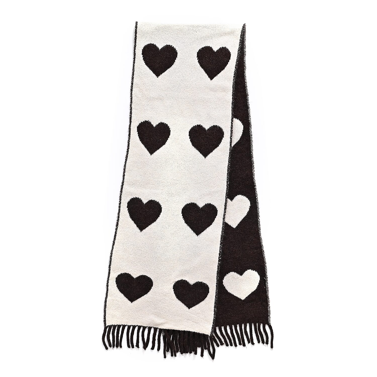 Styled By Acrylic Patterned Scarf (Size - One Size) - Brown - White