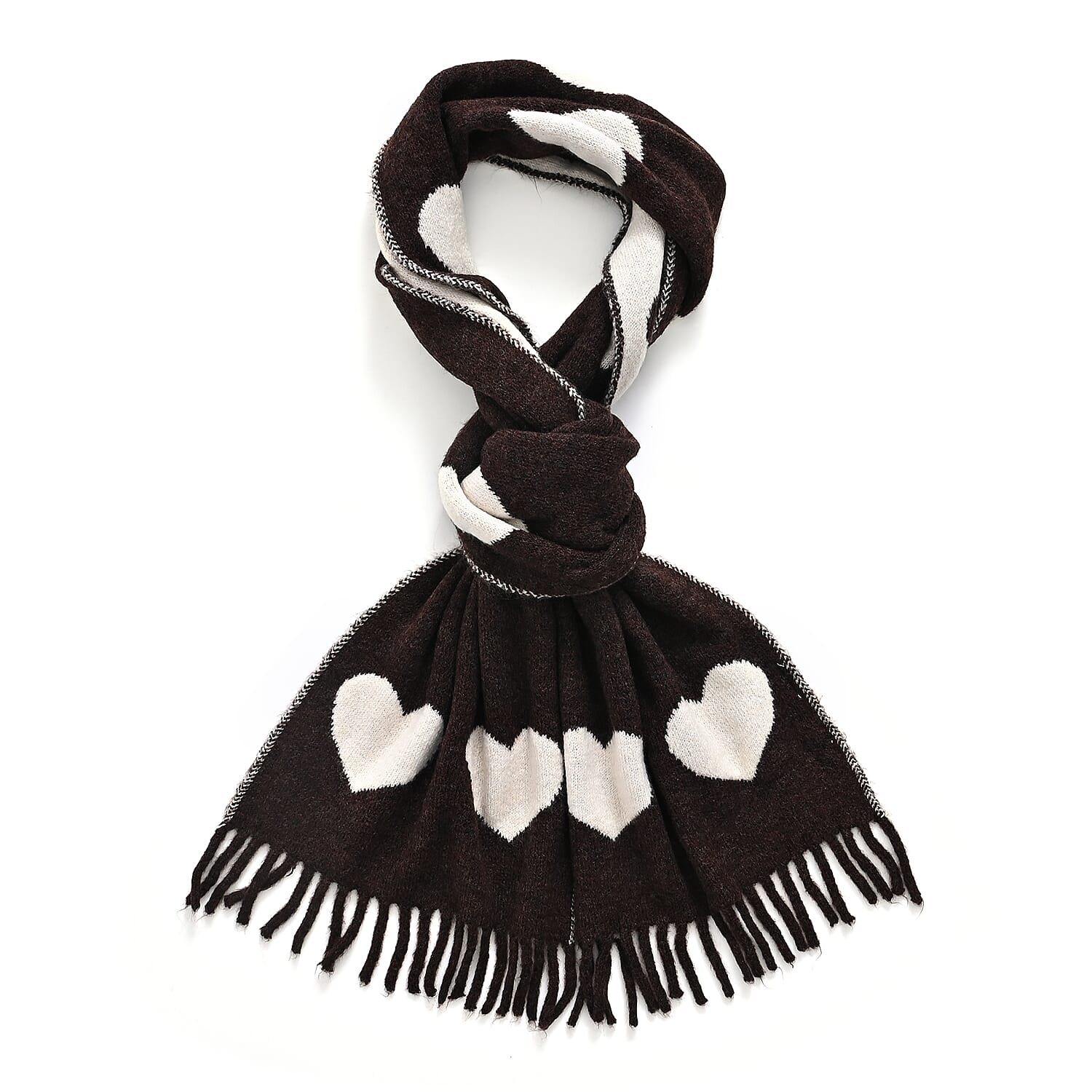 Styled By Acrylic Patterned Scarf (Size - One Size) - Brown - White