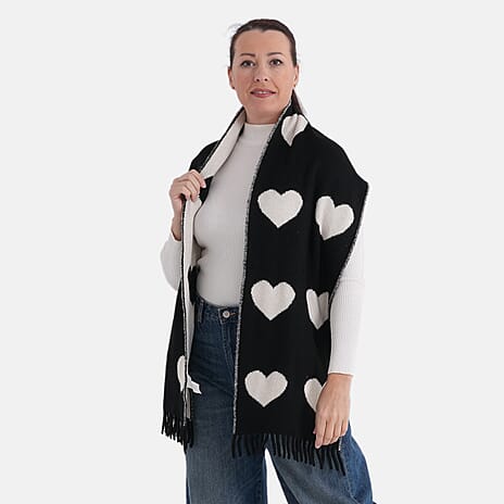 Styled By Acrylic Patterned Scarf (Size - One Size) - Black - White
