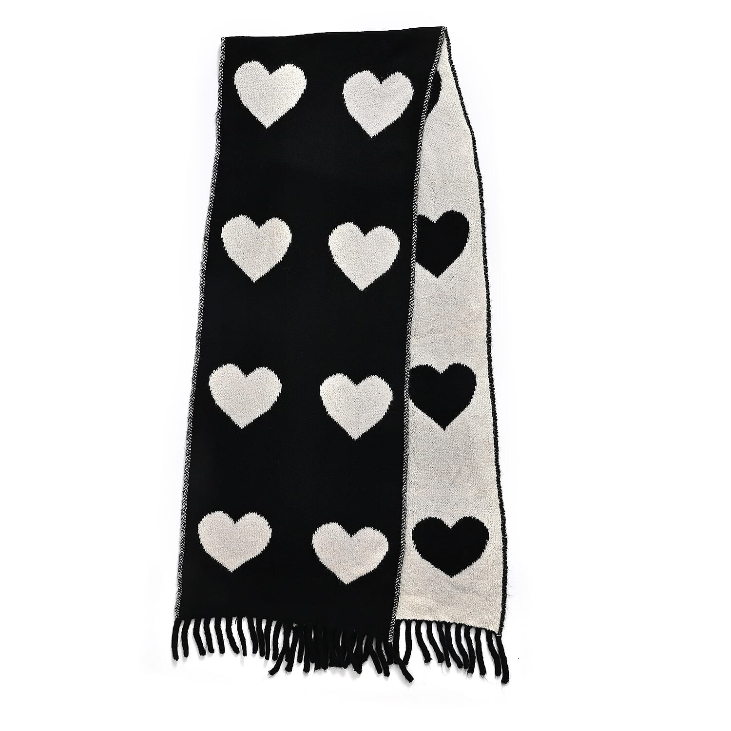 Styled By Acrylic Patterned Scarf (Size - One Size) - Black - White