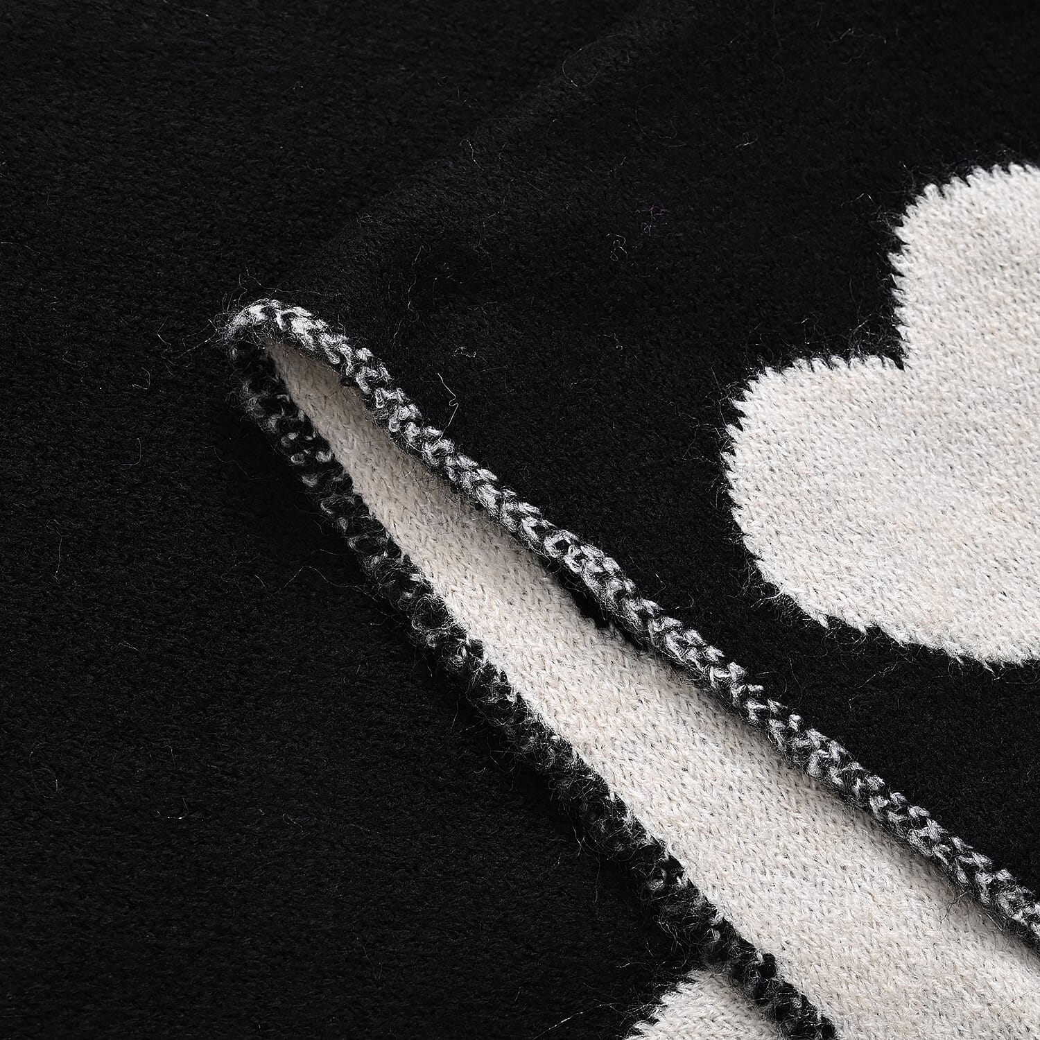 Styled By Acrylic Patterned Scarf (Size - One Size) - Black - White