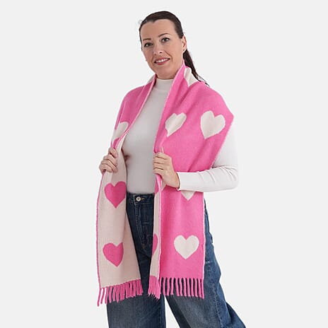 Styled By Acrylic Patterned Scarf (Size - One Size) - Red - White