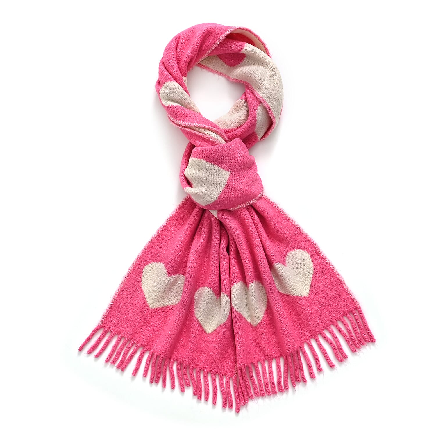 Styled By Acrylic Patterned Scarf (Size - One Size) - Red - White