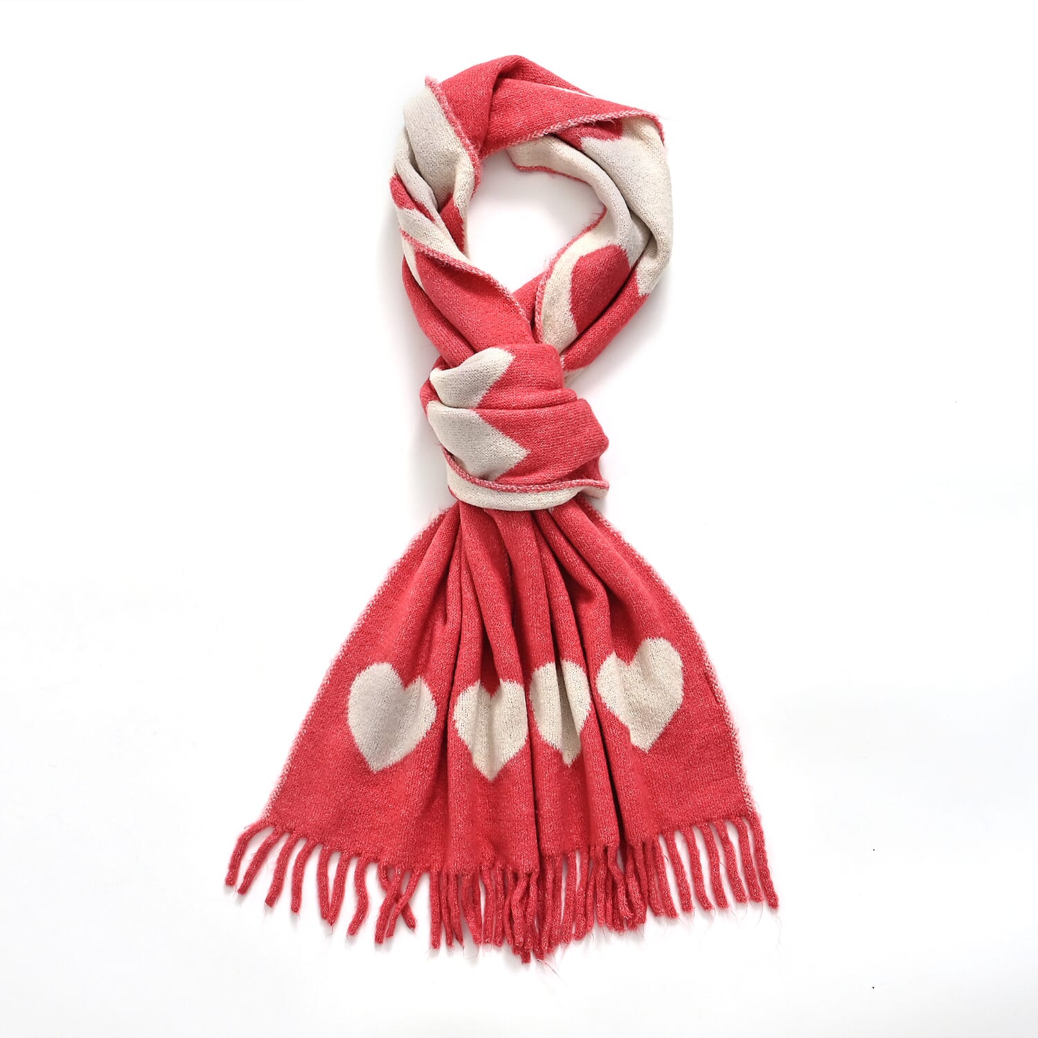 Styled By Acrylic Patterned Scarf (Size - One Size) - Pink - White