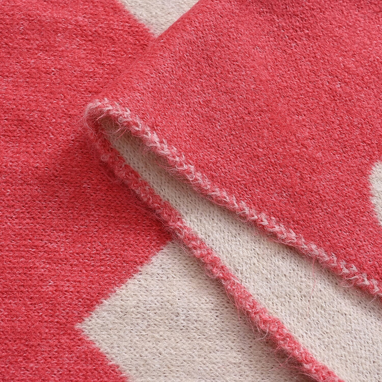 Styled By Acrylic Patterned Scarf (Size - One Size) - Pink - White