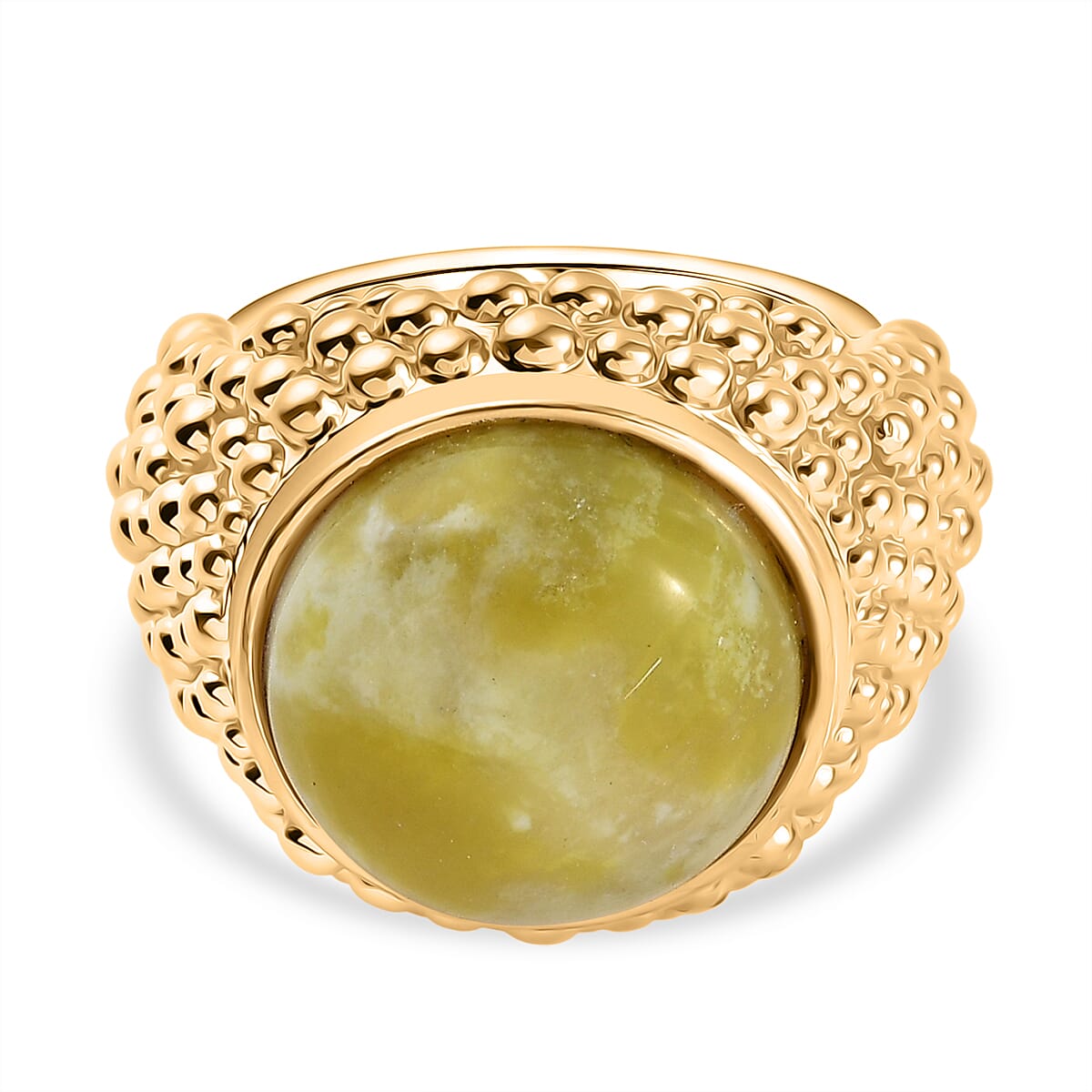 EverTrue Connemara Marble Dome Ring in Yellow Gold Tone 10.20 Ct.