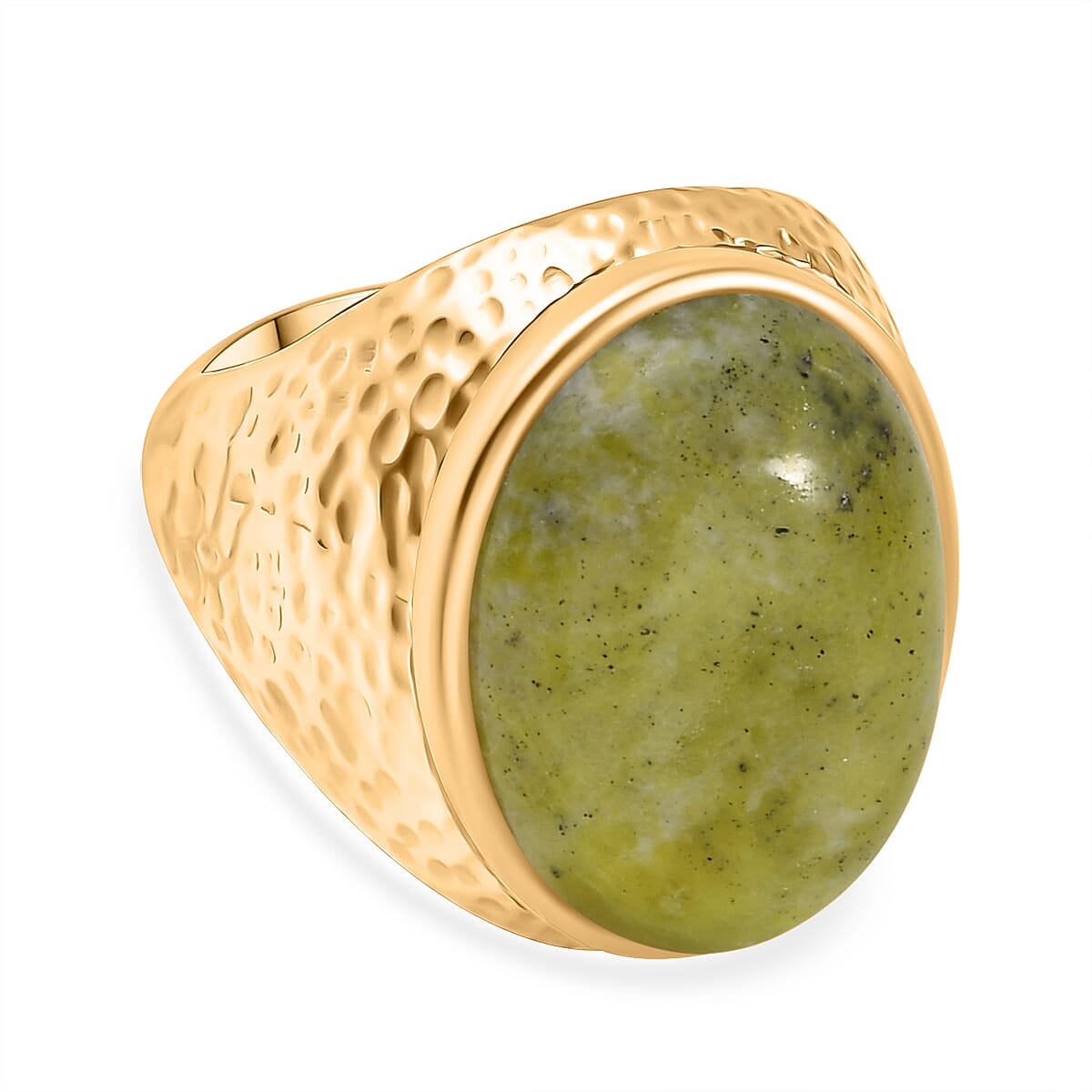 EverTrue Connemara Marble Solitaire Ring in Yellow Gold Tone 12.48 Ct.