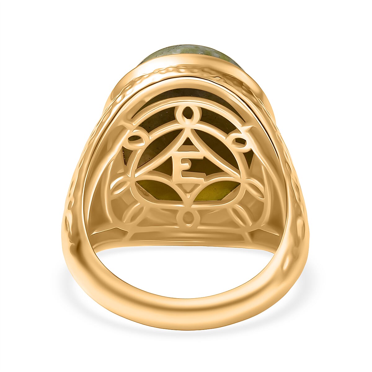 EverTrue Connemara Marble Solitaire Ring in Yellow Gold Tone 12.48 Ct.