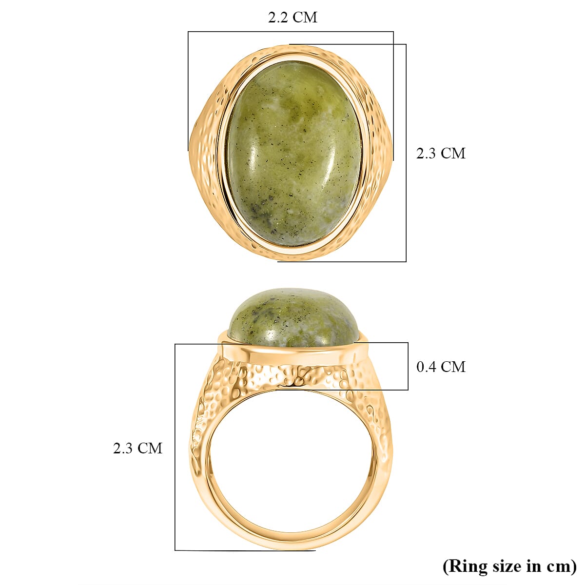 EverTrue Connemara Marble Solitaire Ring in Yellow Gold Tone 12.48 Ct.
