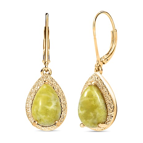 EverTrue Connemara Marble Solitaire Lever Back Earring in Yellow Gold Tone 6.04 Ct.