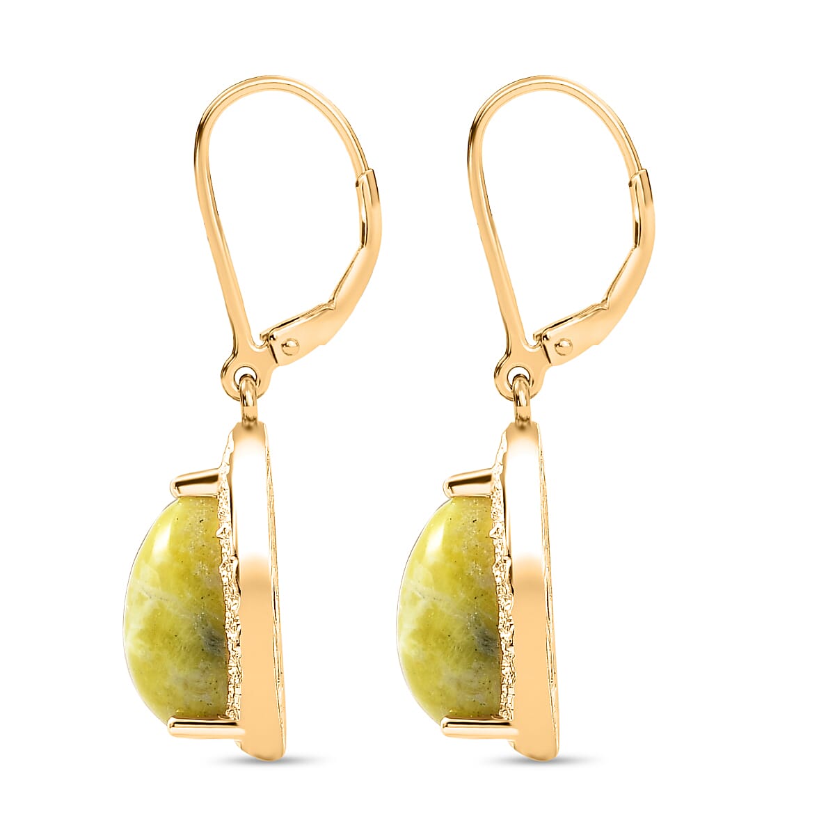 EverTrue Connemara Marble Solitaire Lever Back Earring in Yellow Gold Tone 6.04 Ct.