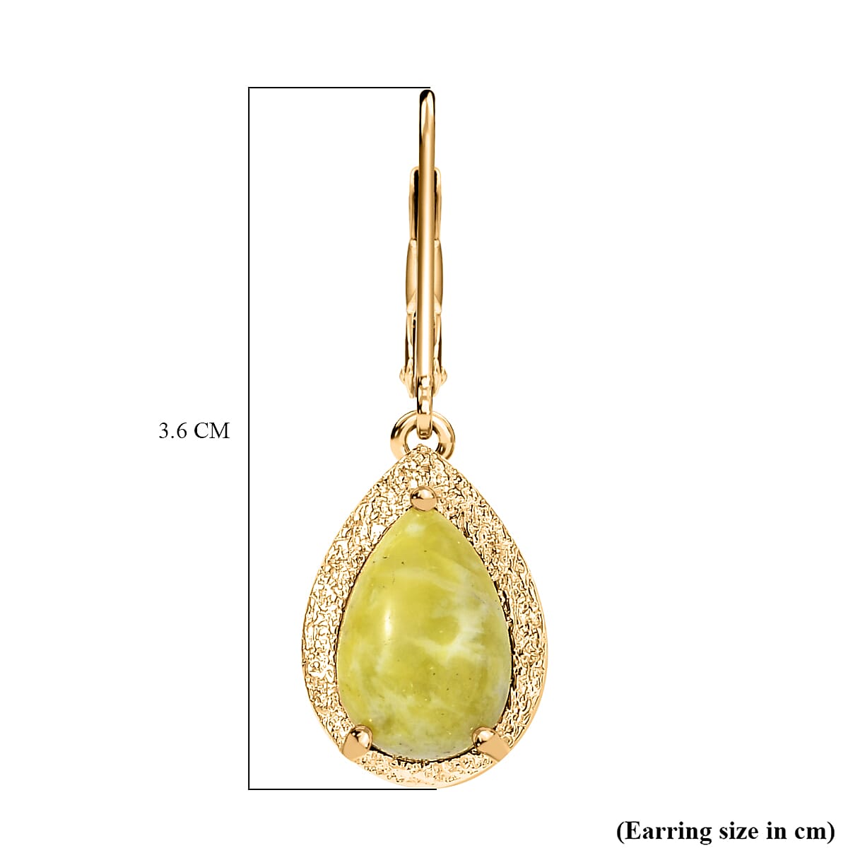 EverTrue Connemara Marble Solitaire Lever Back Earring in Yellow Gold Tone 6.04 Ct.