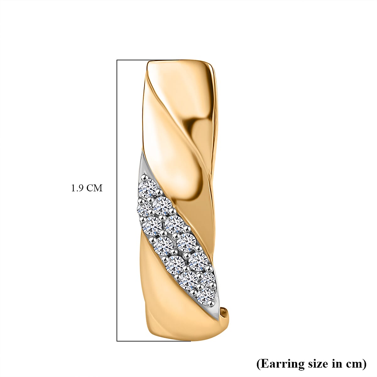 Luxuriant Lab Grown Diamond (SI-GH) J Hoop Half Hoop Earring with Push Back in 18K Vermeil Yellow Gold Plated Sterling Silver 0.26 Ct.