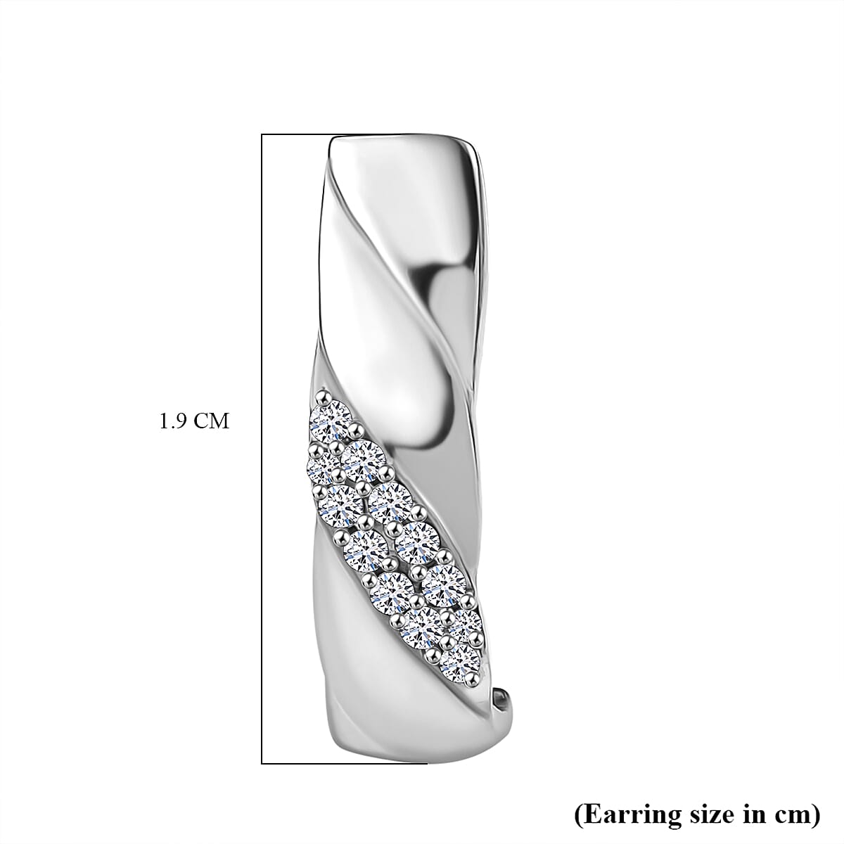 Luxuriant Lab Grown Diamond (SI-GH) J Hoop Half Hoop Earring with Push Back in Rhodium Overlay Sterling Silver 0.26 Ct.