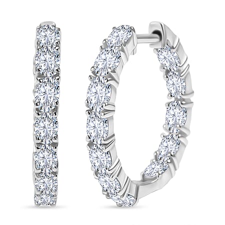 LUXURIANT 2.4 Ct. Lab Grown Diamond Full Hoop Earring in Rhodium Overlay Sterling Silver (VS-EF)
