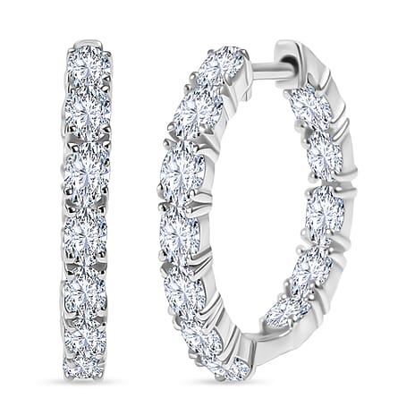 Luxuriant Lab Grown Diamond (VS-E-F) Full Hoop Earring in Rhodium Overlay Sterling Silver 2.41 Ct.
