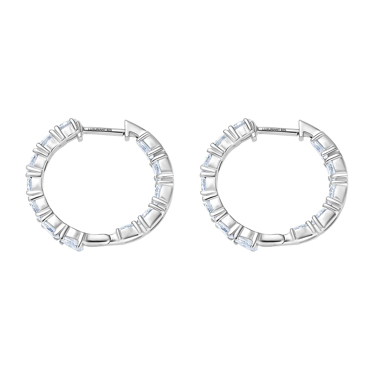 Luxuriant Lab Grown Diamond (VS-E-F) Full Hoop Earring in Rhodium Overlay Sterling Silver 2.41 Ct.