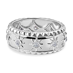 Luxuriant Lab Grown Diamond Band Ring in 18K Vermeil Yellow Gold Plated Sterling Silver 0.26 Ct, Silver Wt. 5.13 Gms.