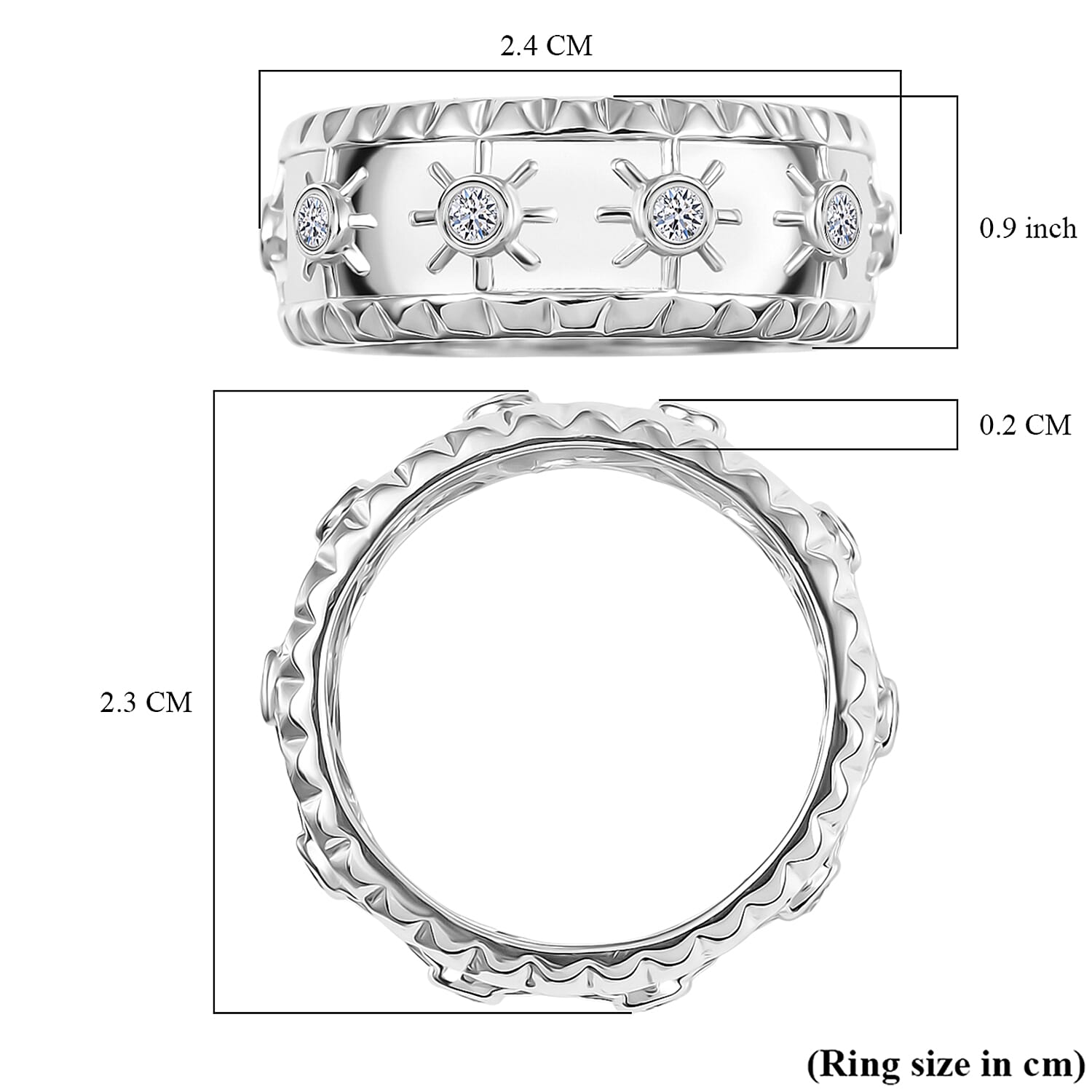 Luxuriant Lab Grown Diamond Band Ring in 18K Vermeil Yellow Gold Plated Sterling Silver 0.26 Ct, Silver Wt. 5.13 Gms.