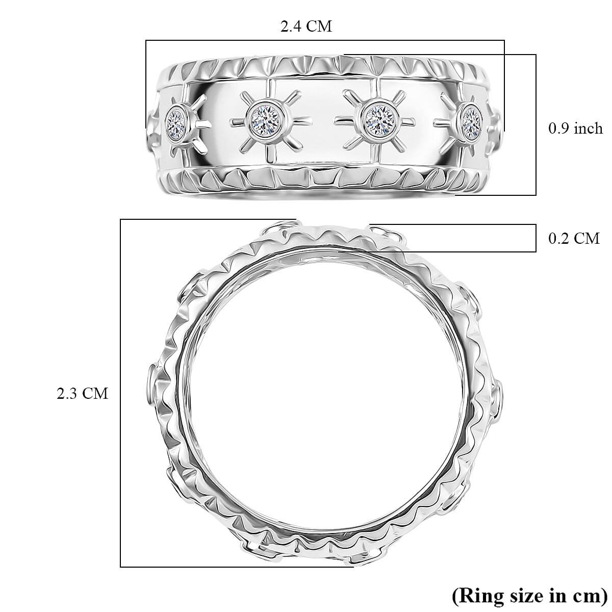 Luxuriant Lab Grown Diamond Band Ring in Rhodium Overlay Sterling Silver 0.26 Ct, Silver Wt. 5 Gms.