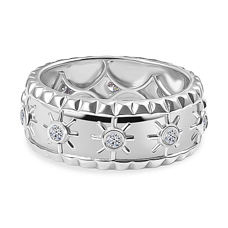 Luxuriant Lab Grown Diamond Band Ring in Rhodium Overlay Sterling Silver 0.26 Ct, Silver Wt. 5 Gms.