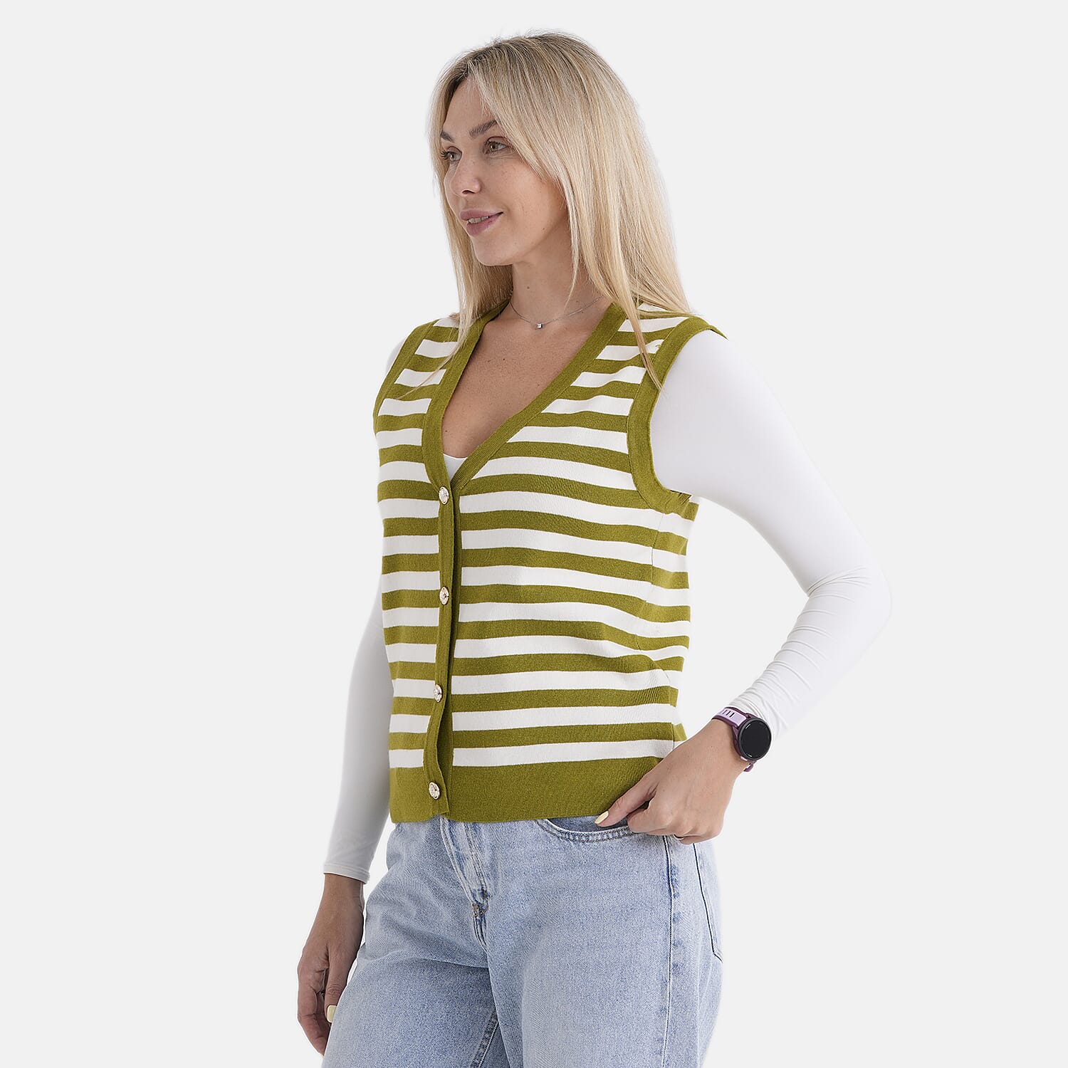 & Maisi Acrylic Stripe Vest/Waistcoat
