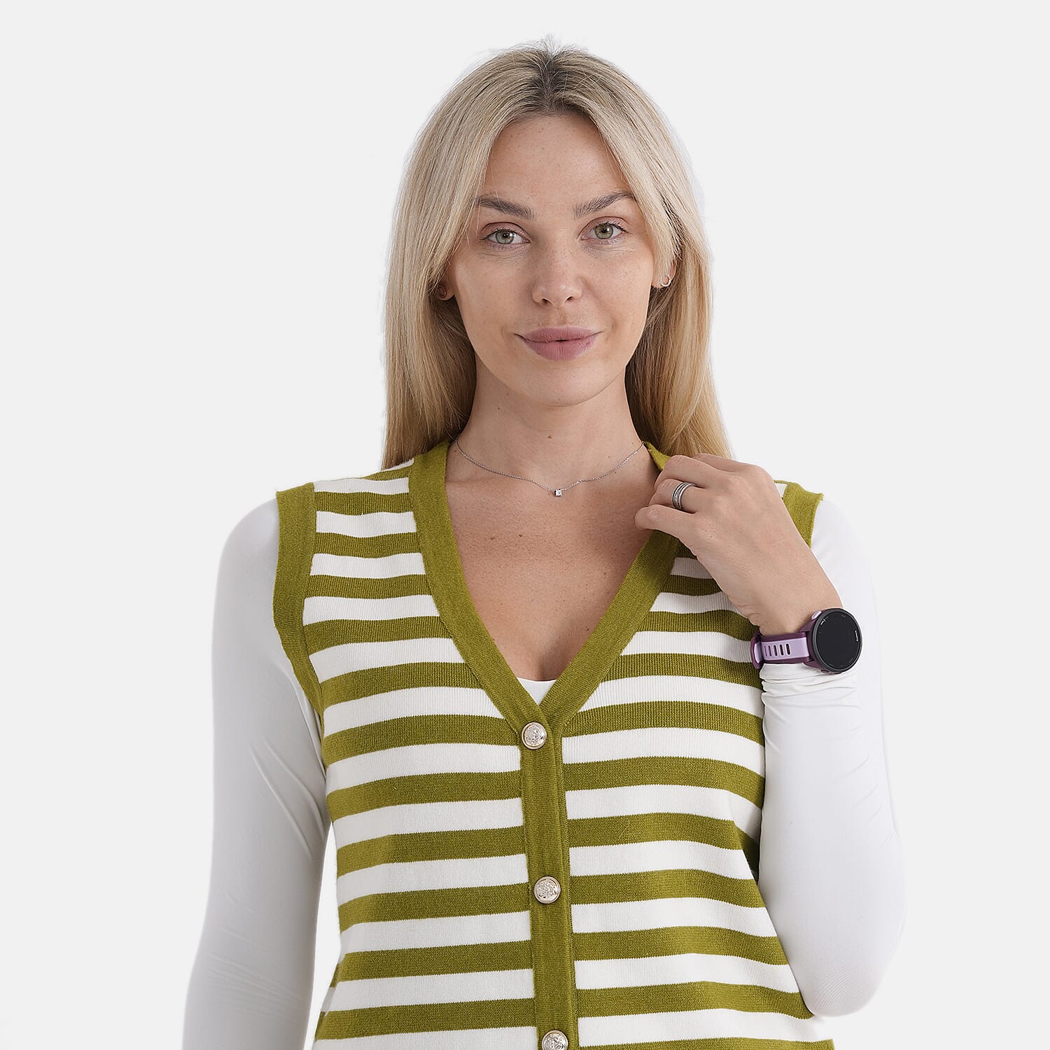& Maisi Acrylic Stripe Vest/Waistcoat