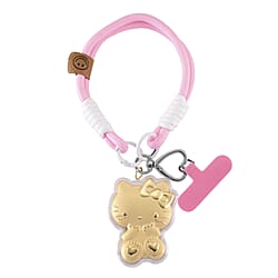 24K Yellow Gold Lucky Cat Black and Pink Keychain