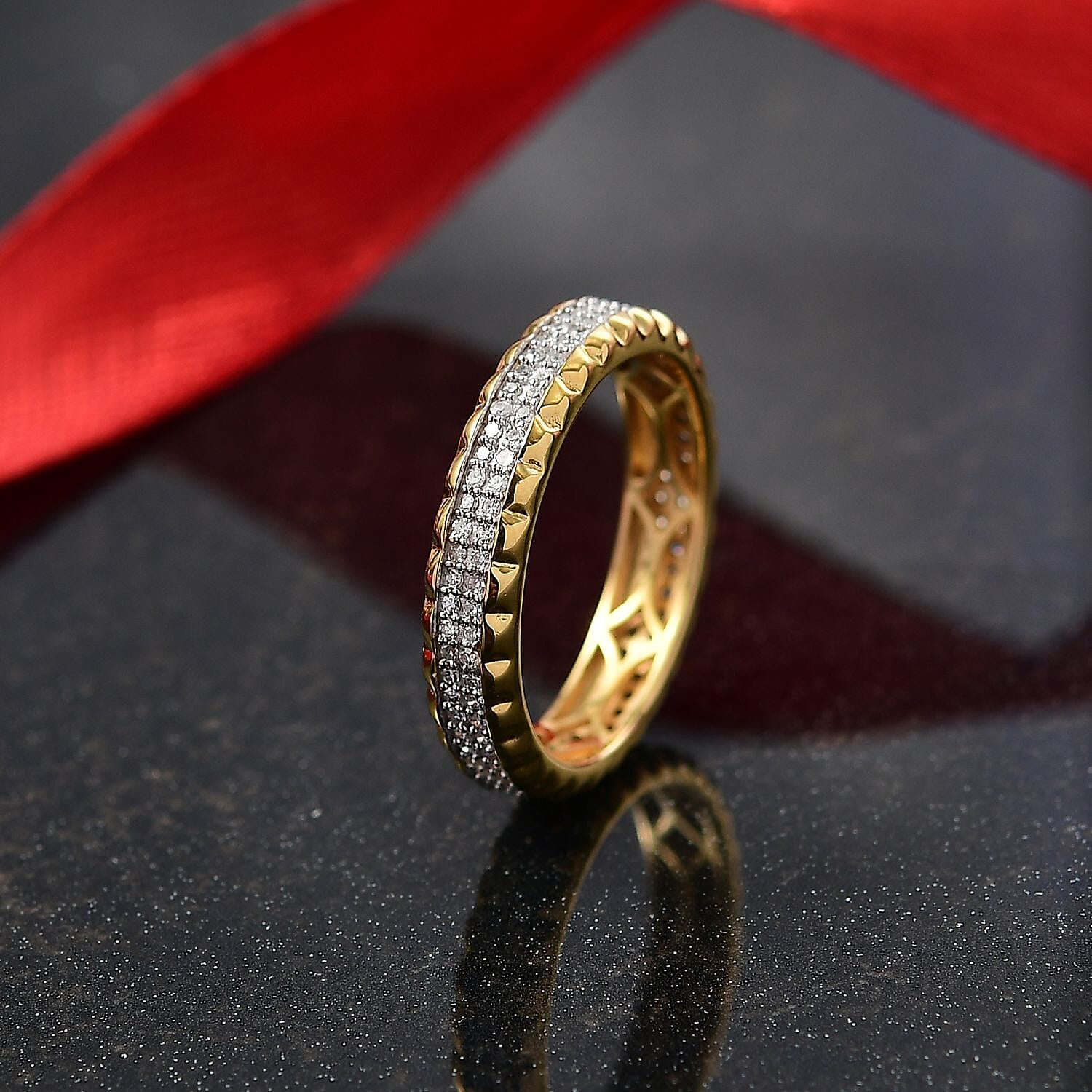 Luxuriant Lab Grown Diamond Band Ring in Sterling Silver