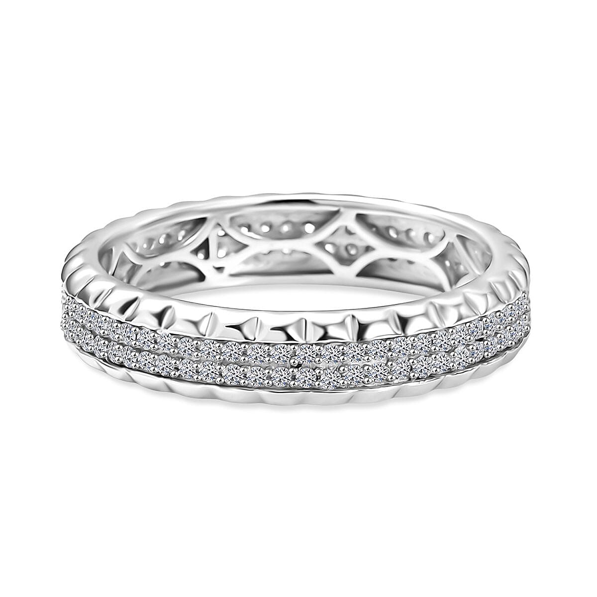 Luxuriant Lab Grown Diamond Band Ring in Sterling Silver