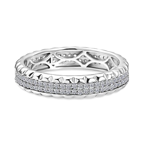 Luxuriant Lab Grown Diamond Band Ring in Rhodium OverlaySterling Silver, Silver Wt.5 Gms  0.480  Ct.