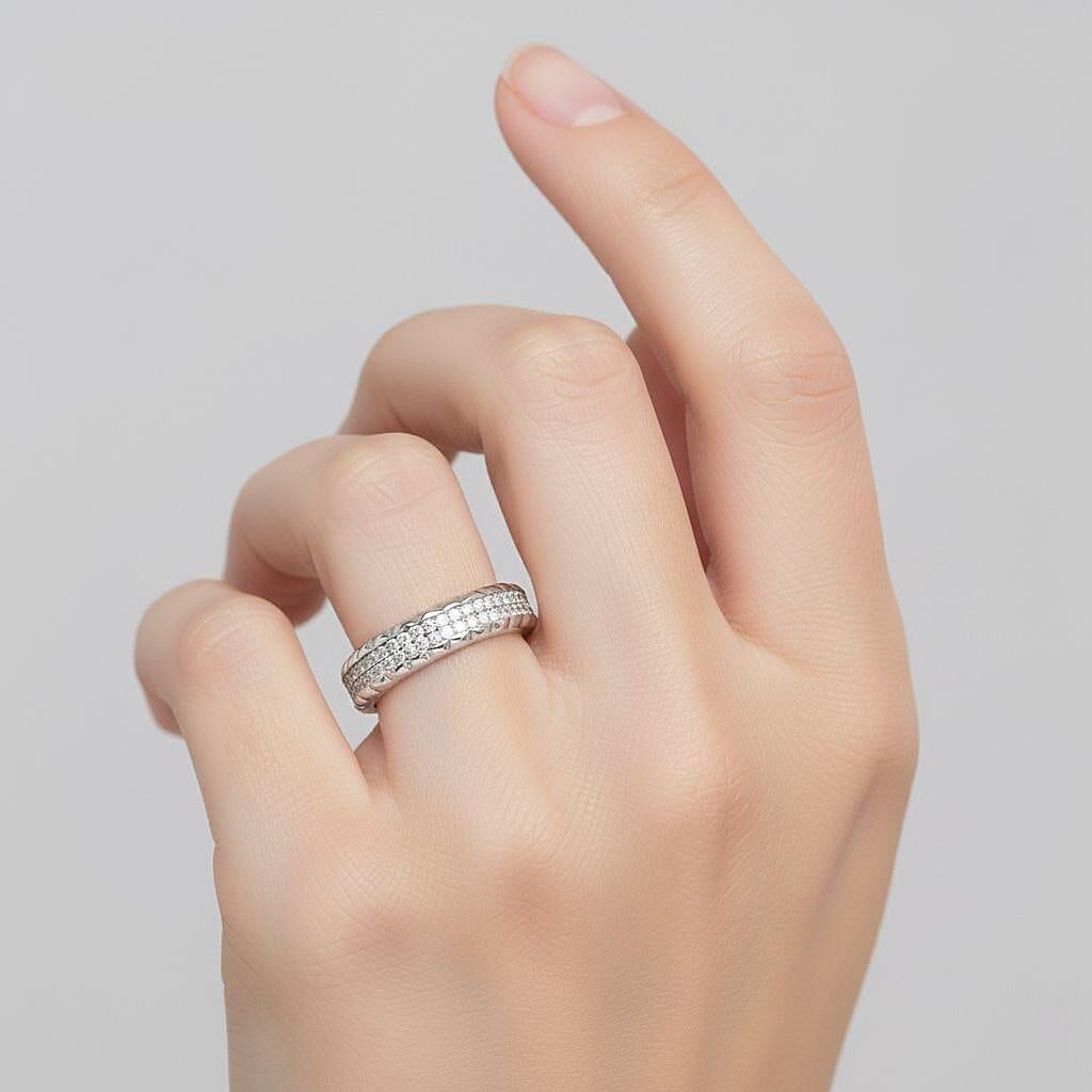 Luxuriant Lab Grown Diamond Band Ring in Sterling Silver