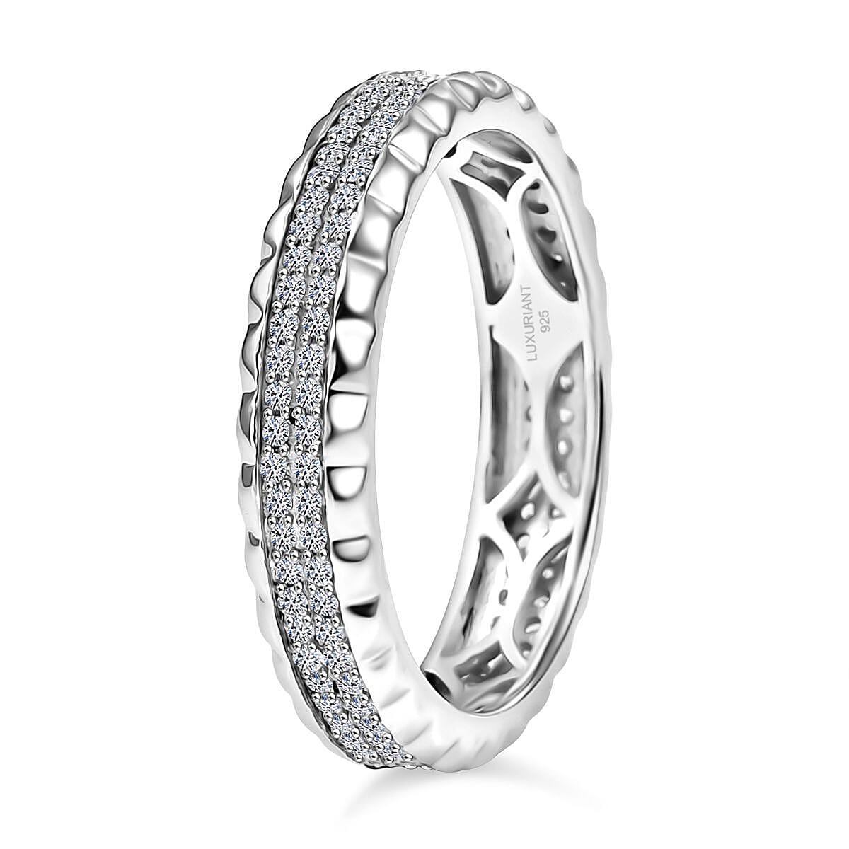 Luxuriant Lab Grown Diamond Band Ring in Sterling Silver
