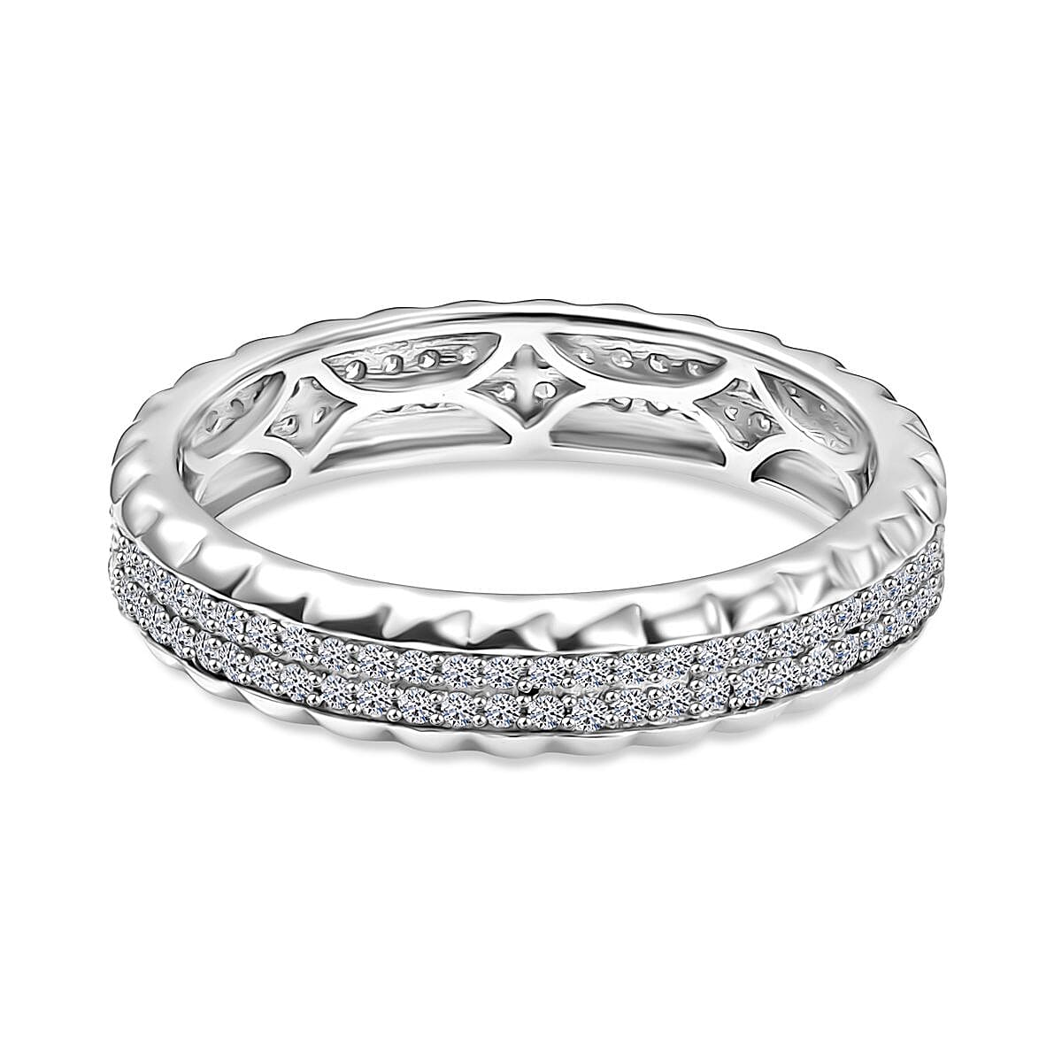 Luxuriant Lab Grown Diamond Band Ring in Sterling Silver
