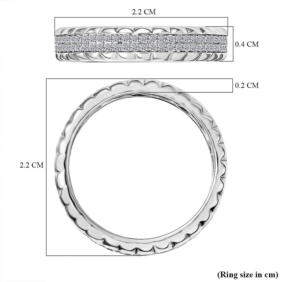 Luxuriant Lab Grown Diamond Band Ring in Sterling Silver