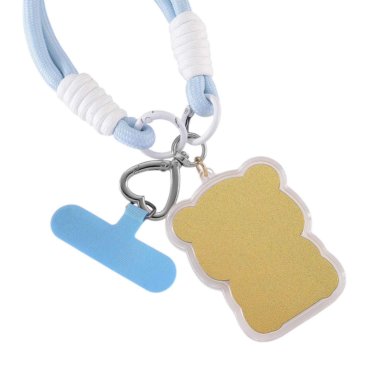 24K Yellow Gold Panda Key Chain with Blue & White Rope
