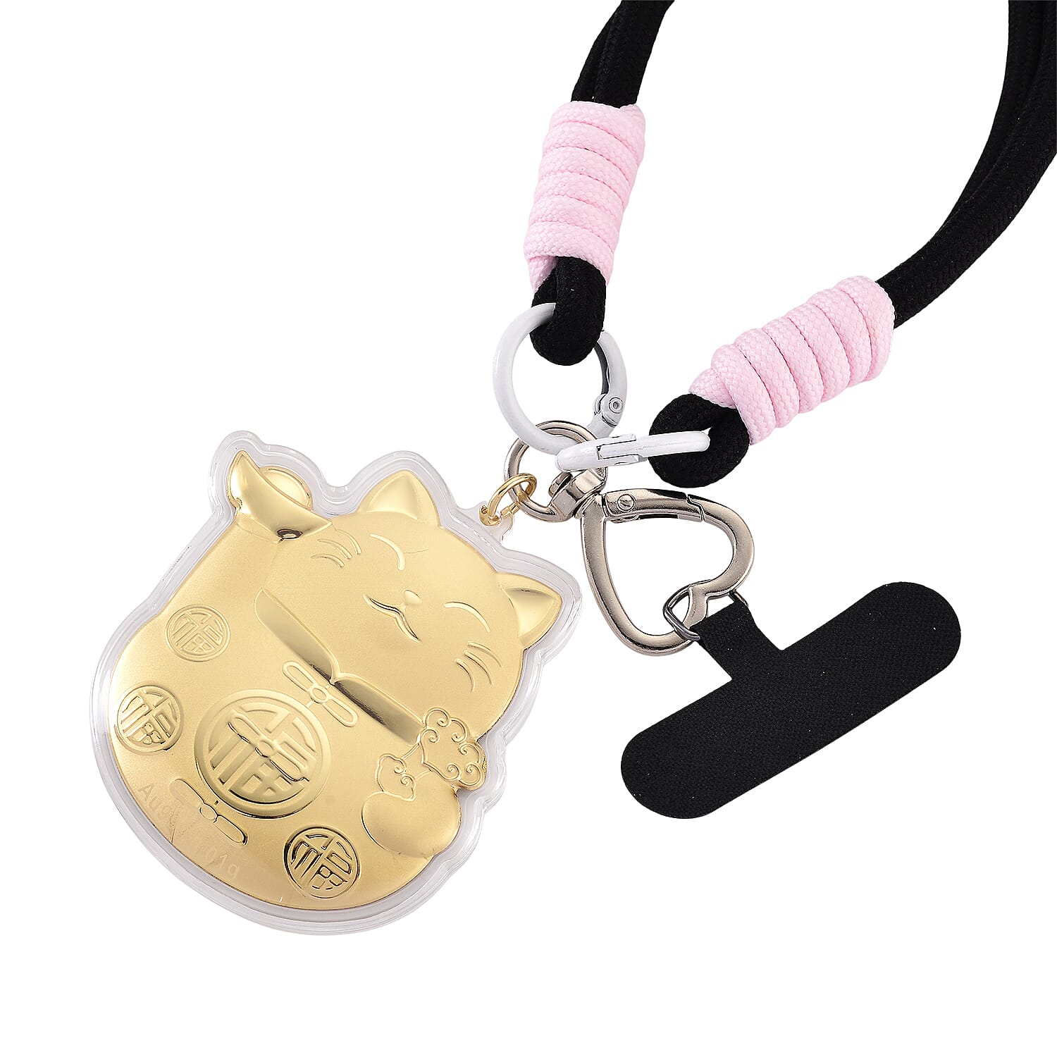 24K Yellow Gold Cat Black Keychain
