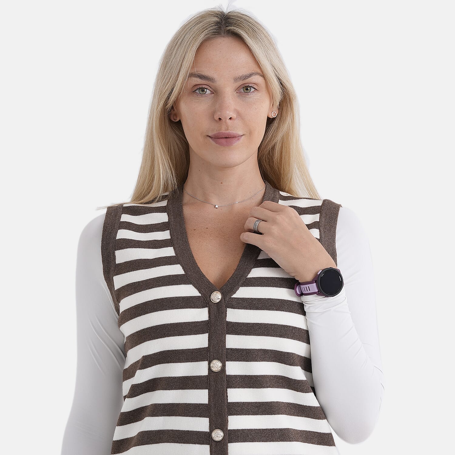 & Maisi Acrylic Stripe Vest/Waistcoat