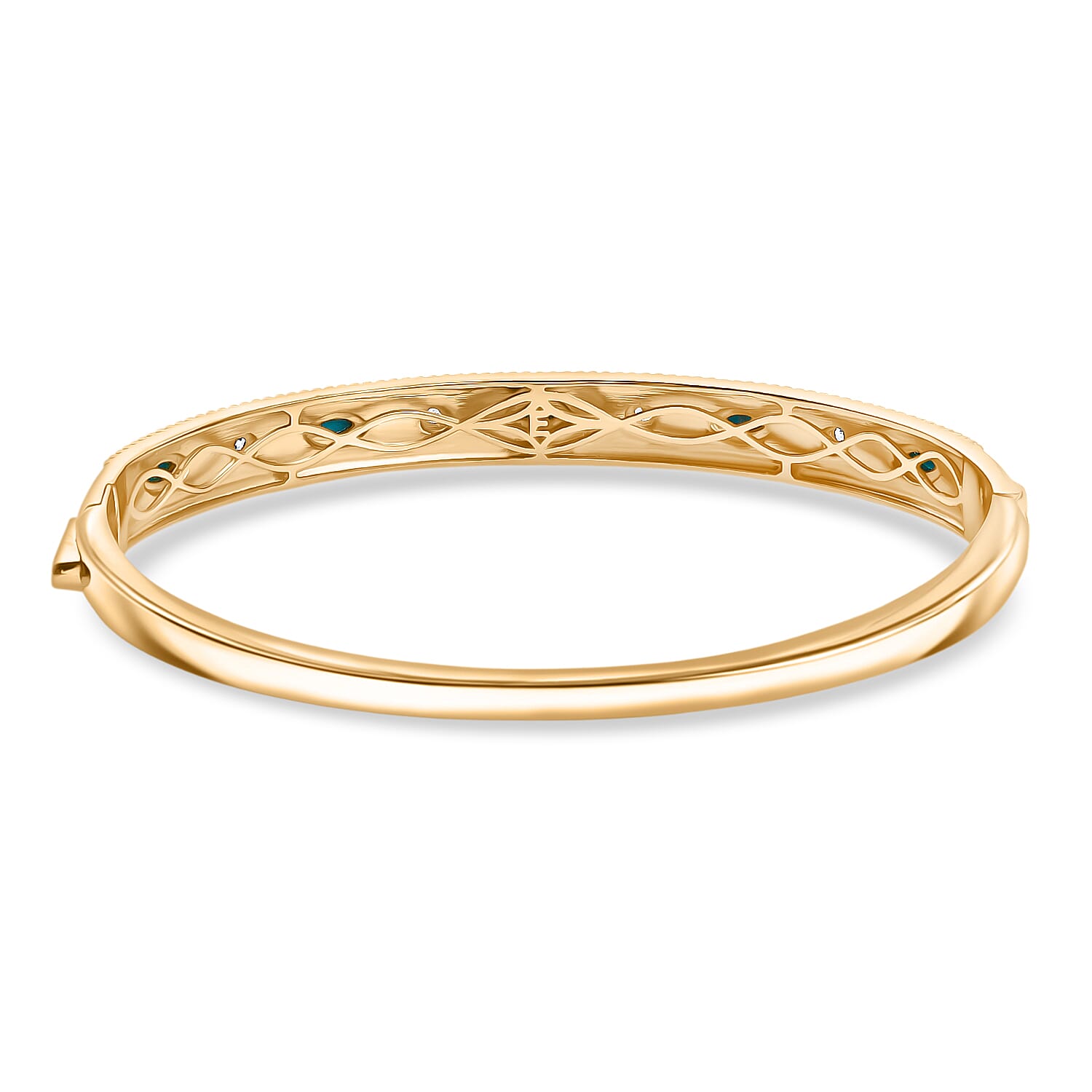 ONE TIME DEAL - EverTrue Sleeping Beauty Turquoise & Natural White Zircon Bangle (Size - 7.5)