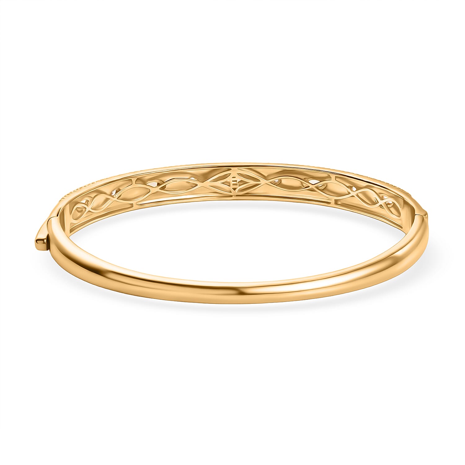 ONE TIME DEAL - EverTrue Natural Ethiopian Opal & Natural  White Zircon Bangle (Size - 7.5)