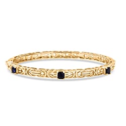 Byzantine Bangle  Masoala Blue Sapphire (Size-7.5) in Yellow Gold Tone