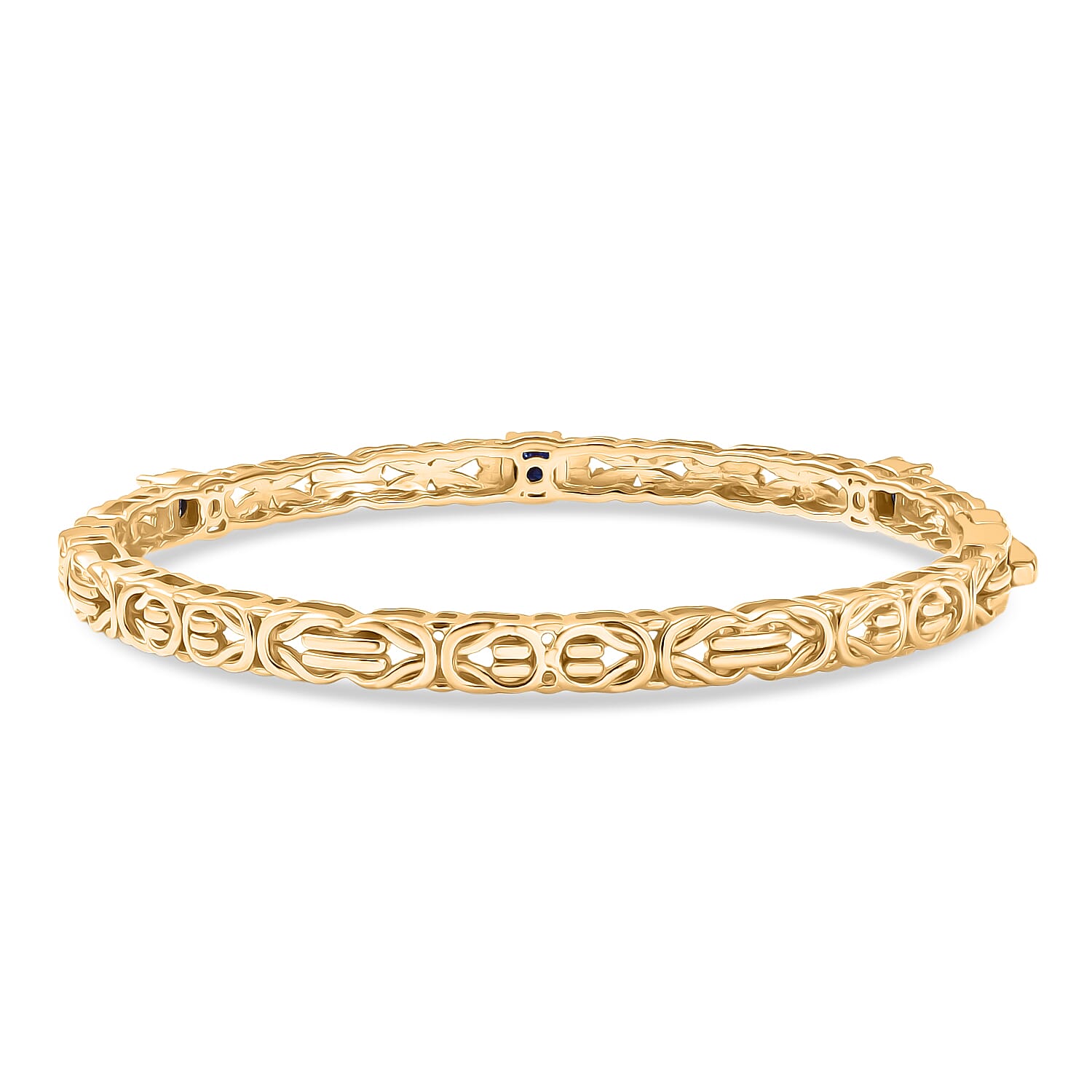 Byzantine Bangle  Masoala Blue Sapphire (Size-7.5) in Yellow Gold Tone