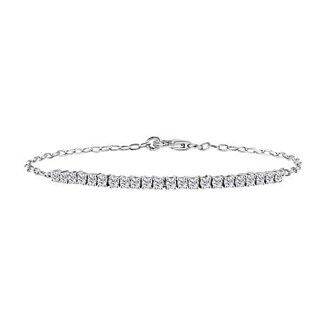 Luxuriant Lab Grown Diamond (SI-GH) Chain Bracelet (Size 7.5) in Rhodium Overlay Sterling Silver 1.00 Ct.