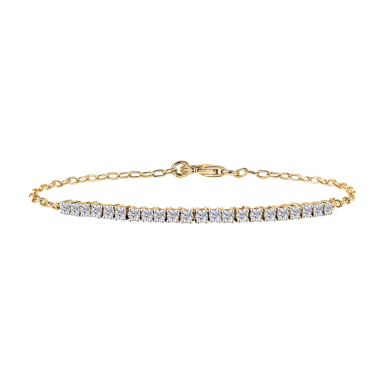 Luxuriant Lab Grown Diamond (SI-GH) Chain Bracelet (Size - 7.5) in 18K Vermeil Rose Gold Plated Sterling Silver 1.00 Ct.