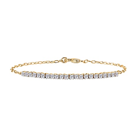 Luxuriant Lab Grown Diamond (SI-GH) Chain Bracelet (Size - 7.5) in 18K Vermeil Rose Gold Plated Sterling Silver 1.00 Ct.