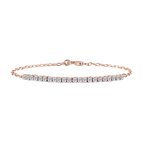 Luxuriant Lab Grown Diamond (SI-GH) Chain Bracelet (Size - 7.5) in 18K Vermeil Rose Gold Plated Sterling Silver 1.00 Ct.