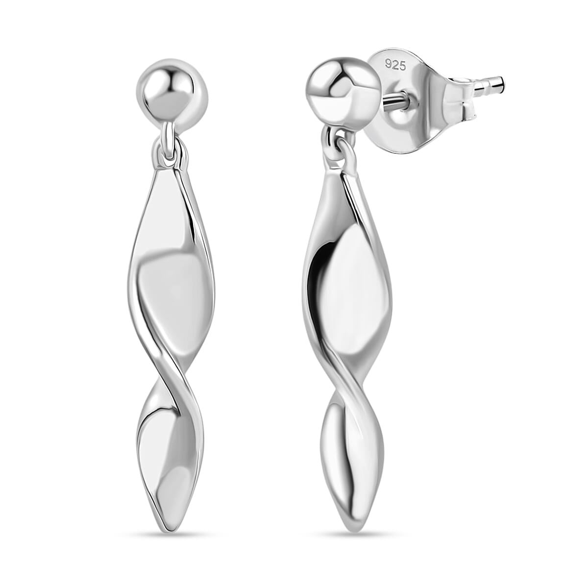 D'Joy in Rhodium Overlay Sterling Silver Dangling Earring with Push Back