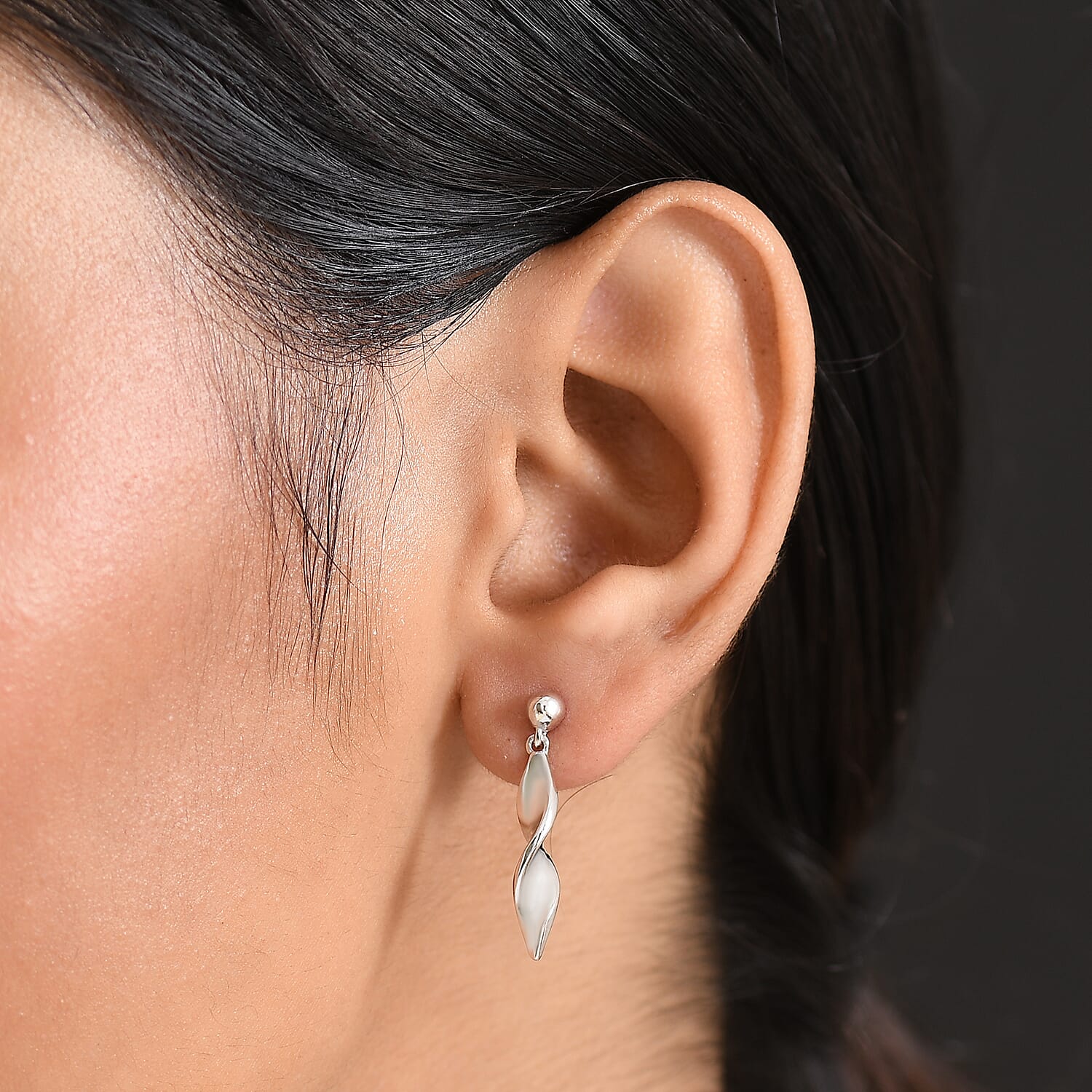 D'Joy in Rhodium Overlay Sterling Silver Dangling Earring with Push Back