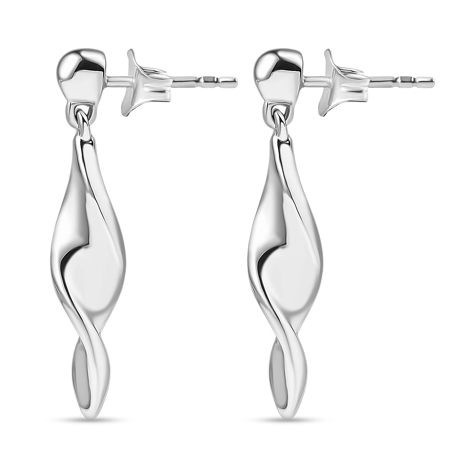 D'Joy in Rhodium Overlay Sterling Silver Dangling Earring with Push Back