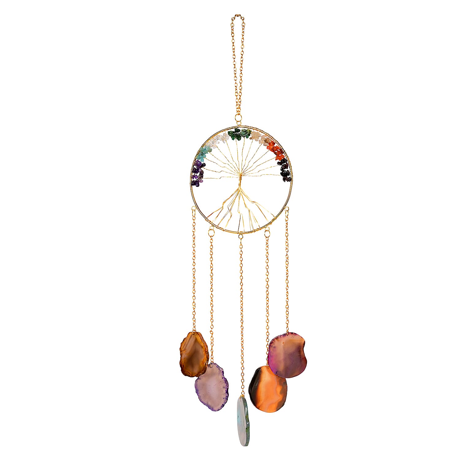 Livmore Gemstone Tree of Life Sun Catcher Wall Hanging (35 to 40cm) - Multi Colour